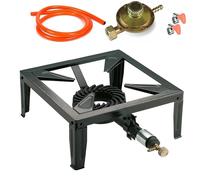 Fornello a Gas in Ghisa e Acciaio 30x30x14 cm da 5,8 Kw con Regolatore e tubo