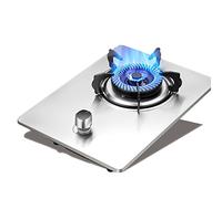 Fornello a gas integrato, bruciatore singolo con supporti FFD e ghisa, design compatto per una cottura efficiente, classe energetica A