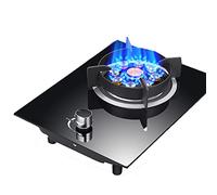 Fornello a gas integrato, bruciatore singolo con supporti FFD e ghisa, design compatto per una cottura efficiente