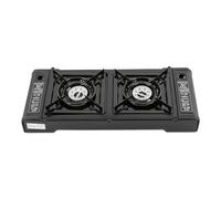 Fornello a gas per esterni, a 2 fuochi, con piastra, 50% di efficienza termica e piastra lavabile in lavastoviglie (43,5 x 25 cm), per campeggio/balcone con valvola di sovrapressione di sicurezza