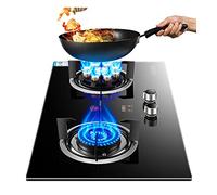 Fornello A Gas Portatile 2 Bruciatori, 4,5/5,2 KW9 Cavità Fuoco Alto Doppio Lato Temporizzazione Indipendente, Vetro Temperato Nero Con Protezione Antispegnimento(NG)