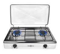 Fornello a gas Vitrokitchen 202BB 2 fuochi butano bianco nero copertura inox