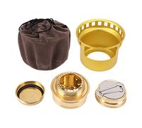 Fornello a spirito: bruciatore portatile a spirito, con design diviso e nucleo in rame, alta potenza di fuoco, con anello di tenuta e manico allungato per cucinare in campeggio all'aperto (oro)