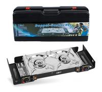 Fornello Campeggio 2 Fiammante Outdoor Gas Piastra Grill + Cartucce di
