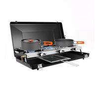 Fornello da campeggio a 3 fuochi, 4,5 kW, fornello a gas da campeggio, pieghevole con accensione piezoelettrica, fornello portatile per bombola del gas, set da campeggio per giardino e viaggio