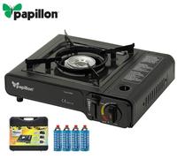 Fornello da Campeggio a Gas Butano Cucina Portatile in Valigetta + 4 Cartucce