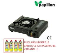 FORNELLO DA CAMPEGGIO A GAS BUTANO PAPILLON CUCINA COMPLETO DI VALIGETTA