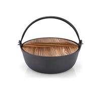 Fornello da campeggio all'aperto Pentole da appendere in ghisa olandese con coperchio in legno Approfondimento Zuppa Campo Fornello Strumento Outdoor Cast Iron Pentole con coperchio