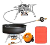 Fornello da Campeggio - Bruciatore Antivento con Adattatore per Bombola e da Trasporto - 2800W di Potenza per Cucina all'Aperto da Montagna Spiaggia Picnic