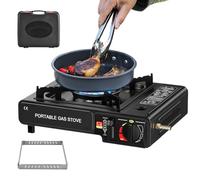 Fornello da campeggio, fornello a cassette, leggero, 2 in 1, accessorio per barbecue all'aperto, per campeggio, escursioni, picnic, con attrezzatura di sopravvivenza
