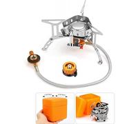 Fornello da Campeggio Mini Stufa Compatto Fornellino Antivento a Gas Pieghevole in Acciaio con Accensione Piezoelettrica per Trekking Picnic Emergenza (3500 WATT)