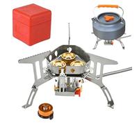 Fornello da Campeggio Portatile - Bruciatore Antivento ad Accensione Piezo | 12800W Stufa da Campeggio Gas per Picnic - per Escursionismo, Arrampicata, Picnic, Viaggi, Pesca, BBQ, Spiaggia, Cucina