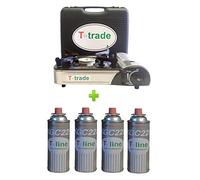 FORNELLO DA TAVOLO BISTRO DOPPIA CONNESSIONE (CARTUCCE A GAS O BOMBOLA) POTENZA 2.200 WATT + 4 CARTUCCE INCLUSE