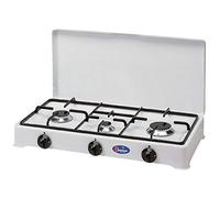 FORNELLO DA TAVOLO PARKER BIANCO A TRE 3 FUOCHI ALIMENTAZIONE GPL (GAS NELLE BOMBOLE) CON VALVOLE SICUREZZA PER USO INTERNO