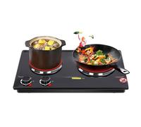 Fornello elettrico a doppia testa, piastra elettrica per padelle, pentole in acciaio inox, pentole in ceramica, colore nero, 52 x 36 x 7 cm