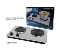 FORNELLO ELETTRICO CON DOPPIA PIASTRA TERMOSTATO 2500 WATT PER CAMPEGGIO 873801