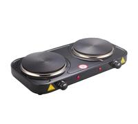 Fornello Elettrico Da 2500W Con 2 Piastre in Ghisa da 18.5 cm e 15.5 cm Termostato a 5 Livelli Struttura in Acciaio Verniciato Compatto e Portatile per Casa Camper e Campeggio 48 × 23.5 × 7 Cm Nero