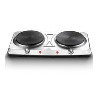 Fornello Elettrico Doppio Portatile 2000 W Con Due Fuochi E Termostati Regolabili, Piastra Da Tavolo In Acciaio Inox Per Cucina, Viaggi, Studentato, Campeggio E Casa Vacanze,Silver-43 * 23 * 8cm
