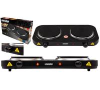 Fornello elettrico Mesko MS 6509, 2 fuochi, 2000W, regolazione della temperatura, Nero