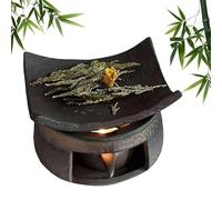 Fornello for aromaterapia in ceramica Olio essenziale, bruciatore for aromaterapia cedro e Zen, kit bruciatore di incenso Zen fatto a mano, portacandele tea light scaldateiera(A)