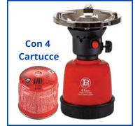 Fornello fornellino a gas Butano da campeggio portatile con 4 a cartucce piezo