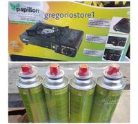 FORNELLO GAS CAMPEGGIO, FORNELLETTO PIEZO 1 FUOCO + 4 BOMBOLETTE GAS + VALIGIA