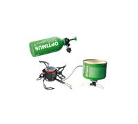 Fornello multicombustibile Optimus Polaris Optifuel, Fornello da esterno da 4200 W per benzina, gasolio, cherosene e gas, Include pompa, parabrezza e borsa per il trasporto per trekking e spedizioni