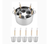 Fornello per pasta commerciale in acciaio inox - Pentola per tagliatelle con separatore e colino per pasta, verdure e altro - Design a 5 fori per una cottura efficiente