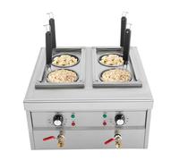 Fornello per pasta professionale, fornello elettrico con 4 cesti per pasta, 2 coperchi, 2 impostazioni di temperatura separate, cottura per pasta, in acciaio inox, comoda macchina per cucinare la