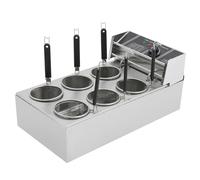 Fornello per tagliatelle elettrico, cuocipasta, 6 cestini professionali in acciaio inox, ideale per snack, generi alimentari e cucine commerciali, design con manici termoisolanti e indicatori
