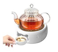 Fornello per teiera, in ceramica, con portacandela e tappetino per stufa, design intagliato, scalda caffè per la conservazione del calore di tè, caffè e latte