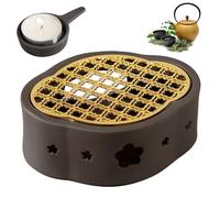 Fornello per teiera, in ceramica, per teiera, scalda teiera, scalda caffè, scaldabagno in ceramica, fornello per tazza, porta candele con design intagliato per la casa del caffè (bossom)