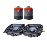 Fornello Pieghevole 2 Fuochi 4600 W + 2 Cartucce Gas Vissabile KEMPER