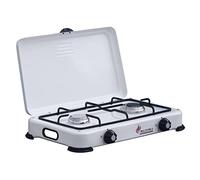 Fornello Smaltato con 2 Fuochi e Coperchio a Gas METANO - Fornellone colore Bianco P2M