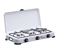 Fornello Smaltato con 3 Fuochi e Coperchio a Gas METANO - Fornellone colore Bianco P3M
