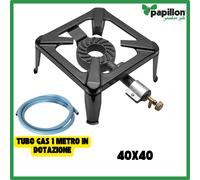 FORNELLONE FORNELLO A GAS IN ACCIAIO 4 PIEDI BRUCIATORE GHISA CAMPEGGIO VIAGGIO