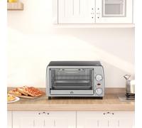 Fornetto Elettrico 10L Temperatura Regolabile e Timer, Griglia e Teglia Incluse, 750W, 36,5x26x22cm, Argento Nero