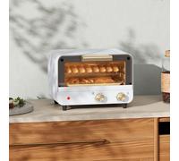 Fornetto Elettrico 12L con Timer e Temperatura Regolabile, in Acciaio e Plastica, 31,5x27,7x22,7 cm, Bianco e Oro
