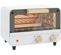 HOMCOM Fornetto Elettrico 12L con Timer e Temperatura Regolabile, in Acciaio e Plastica, 31.5x27.7x22.7 cm, Bianco e Oro