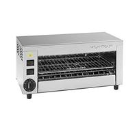 fornetto professionale singolo con 3 posti e 3 pinze per sandwich e toast con elementi riscaldanti in quarzo che permettono il riscaldamento istantaneo. Funzioni multiuso: cuocere, tostare, grigliare