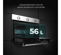 Cecotec Forno da Incasso Convenzionale 56L Bolero Hexa C134500 Glass Black A. 2600W, 4 Funzioni, Modalità Convezione, Steam Base X2, Basso Consumo, Facile Pulizia, Ventilatore, 3 Posizioni