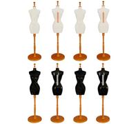 Forniture da disegno, forma di vestito con base, 8 pezzi, 5,6 x 27,4 cm, manichino con fessura posteriore e inserto, manichino femminile per cucito, design di vestiti, oro bianco + oro nero