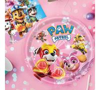 Forniture e decorazioni per feste a tema Paw Patrol in stile rosa per feste di compleanno, con Skye ed Everest, per 10 ospiti, include stoviglie e decorazioni con tovaglia, striscione, piatti, tovagli