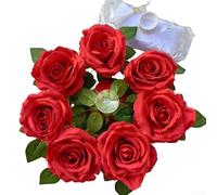 Forniture floreali per auto da matrimonio progettate per la decorazione del veicolo, migliorando l'estetica del giorno del matrimonio con fiori finti (rosso)