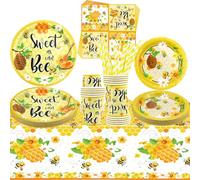 Forniture per feste a tema api, stoviglie per feste, piatti da dessert, bicchieri, tovaglioli, cannucce per baby shower, sesso rivelatore di compleanno, per 20 persone