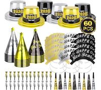 Forniture per feste di Capodanno decorazioni 2026 Kit,60pz Felice anno nuovo Cappelli Partito,Coni Cappelli,Soffietti, Addobbi capodanno 2026