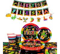 Forniture per feste Fiesta a tema messicano, set di stoviglie di carta da 90 pezzi include piatti Fiesta messicana, tazze, tovaglioli, ecc per 20 ospiti