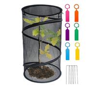 Forniture per fioriere rotonde pieghevoli riutilizzabili con pali | Copertura per piante in rete per esterni, per la stagione del gelo, per vasi da fiori, patio, portico, cortile, sentiero