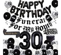 Forniture per il 30° compleanno nere per le donne con il funerale per la mia gioventù Banner Palloncino di buon compleanno Rip to My 20s Sash 30 palloncini in alluminio