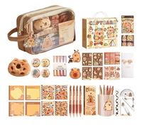 Forniture per la scuola Capybara Adorabile Capybara Pencil Case con Pens Notebook Signi Gli adesivi più a sorpresa Practical Birthday Christmas Regali di Natale per Kids Students Stationery Set